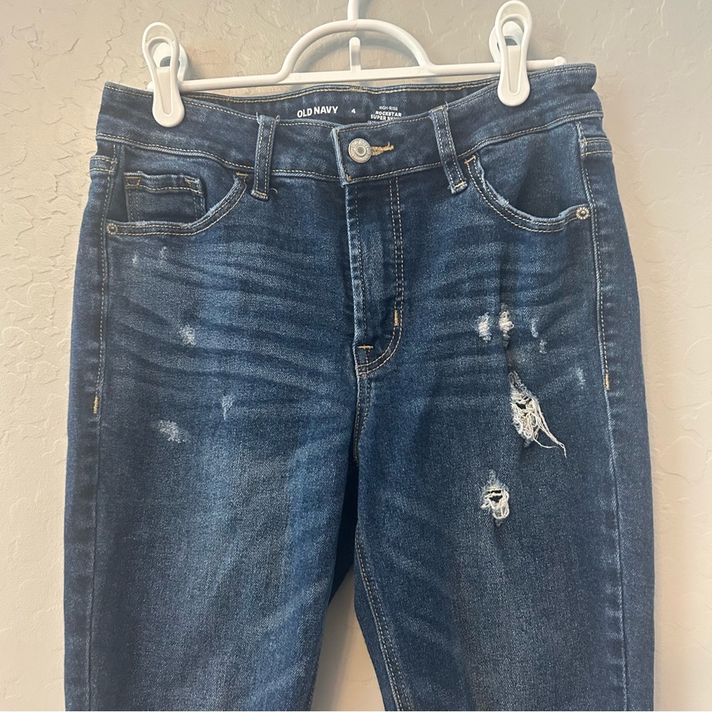 Old Navy high rise rockstar super skinny distressed jeans size 4 - Picture 4 of 16